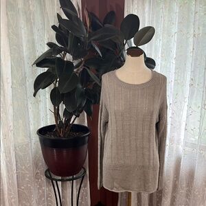 Vince Taupe 100% Linen Open Knit Sweater | Lightweight Neutral Layer Sz [XS]